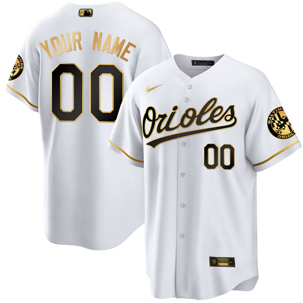 Men's Baltimore Orioles Active Player Custom 2023 Gold/White Cool Base Stitched Jersey Men's Baltimore Orioles Active Player Custom 2023 Gold/White Cool Base Stitched Jersey